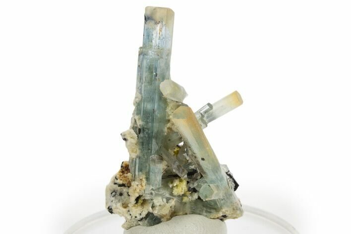 Fluorescent Hyalite Opal on Aquamarine Crystals - Namibia #337065